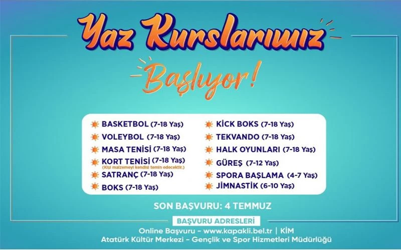 KAPAKLI’DA YAZ KURSLARI BAŞLIYOR