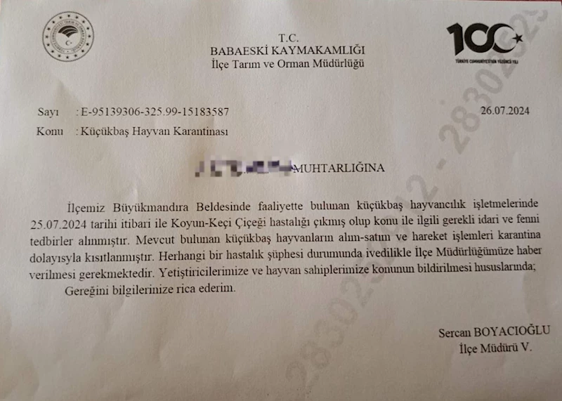 BABAESKİ’DE KÜÇÜKBAŞ HAYVANLARDA ÇİÇEK HASTALIĞINA RASTLANDI