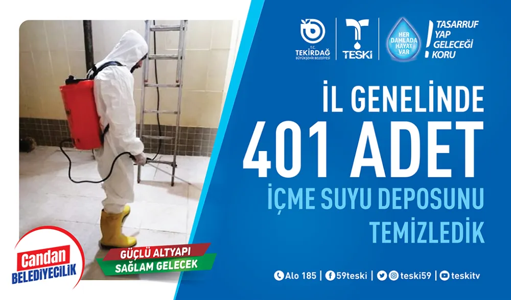 SAĞLIKLI SU TEMİNİ İÇİN DEPOLAR TEMİZLENEREK DEZENFEKTE EDİLİYOR