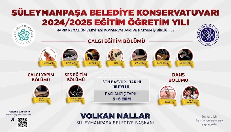 SÜLEYMANPAŞA BELEDİYE KONSERVATUVARI KAYITLARI BAŞLADI