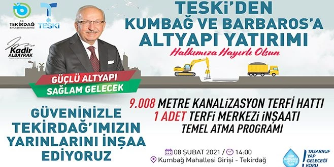 TESKİ?DEN KUMBAĞ VE BARBAROS?A ALTYAPI YATIRIMI