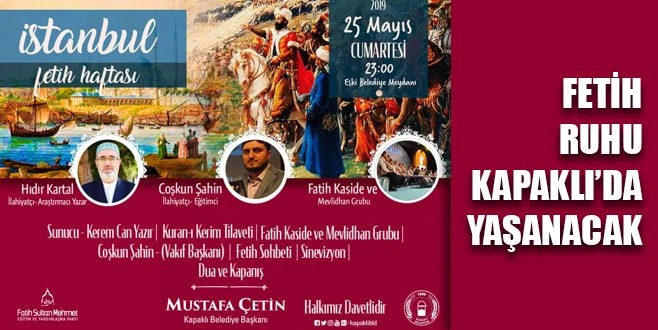 FETİH RUHU KAPAKLI?DA YAŞANACAK