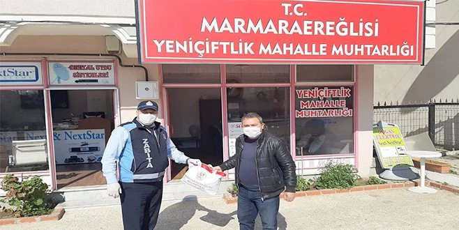 MARMARAEREĞLİSİ BELEDİYESİ BÜNYESİNDE ÜRETİLEN MASKELER DAĞITILIYOR