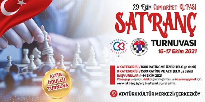 29 EKİM CUMHURİYET KUPASI SATRANÇ TURNUVASI KAYITLARI BAŞLADI 