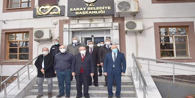 SARAY BELEDİYE BAŞKANI ERKİŞ, ALBAYRAK VE İÇÖZ`Ü MİSAFİR ETTİ