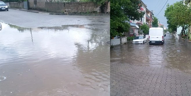  MURATLI`DA ANİDEN BASTIRAN YAĞMUR YOLLARI GÖLE ÇEVİRDİ