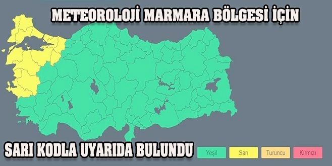 TRAKYA`YA SARI UYARI