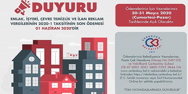 ÇERKEZKÖY BELEDİYESİ?NDE  HAFTASONU VEZNELER AÇIK OLACAK