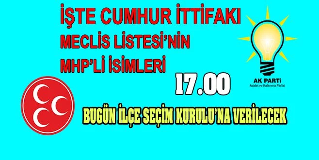 LİSTEDE ÜÇ MHP`Lİ VAR