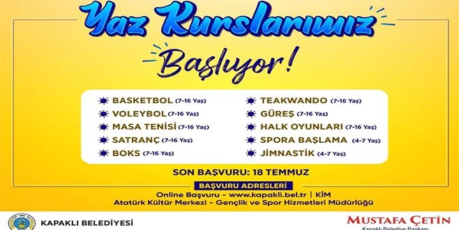 YAZ KURSLARIMIZ BAŞLIYOR